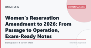 Read more about the article Women’s Reservation Amendment to 2026: From Passage to Operation, Exam-Ready Notes