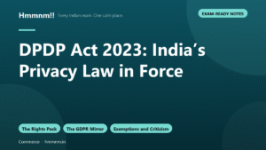 Read more about the article DPDP Act 2023: India’s Privacy Law in Force, Exam-Ready Notes