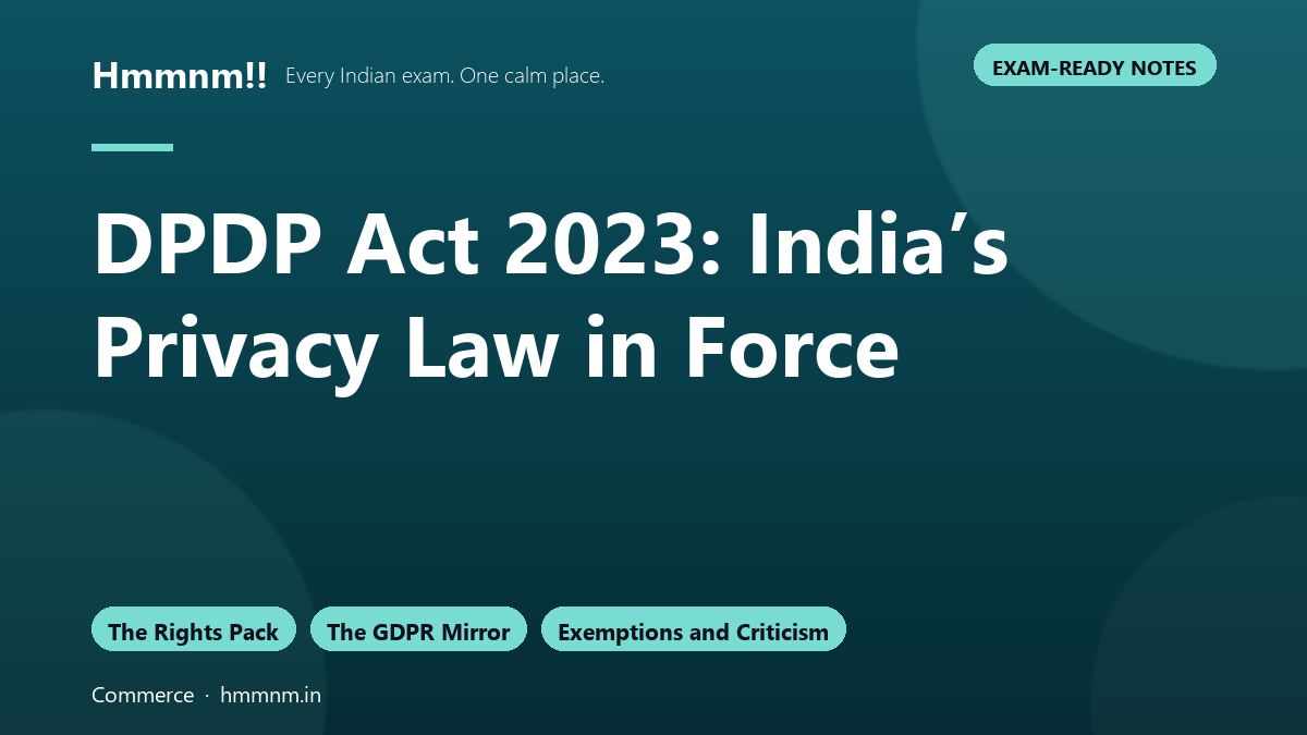 DPDP Act 2023: India’s Privacy Law in Force, Exam-Ready Notes