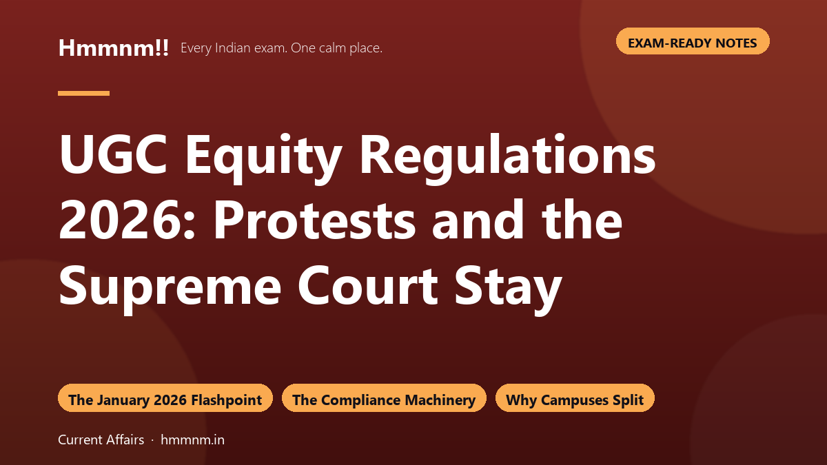 UGC Equity Regulations 2026: Protests and the Supreme Court Stay, Exam-Ready Notes