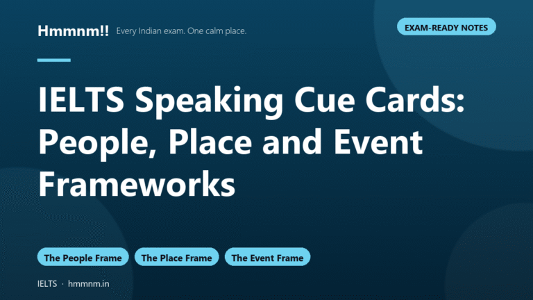 IELTS Speaking Cue Cards: People, Place, Event