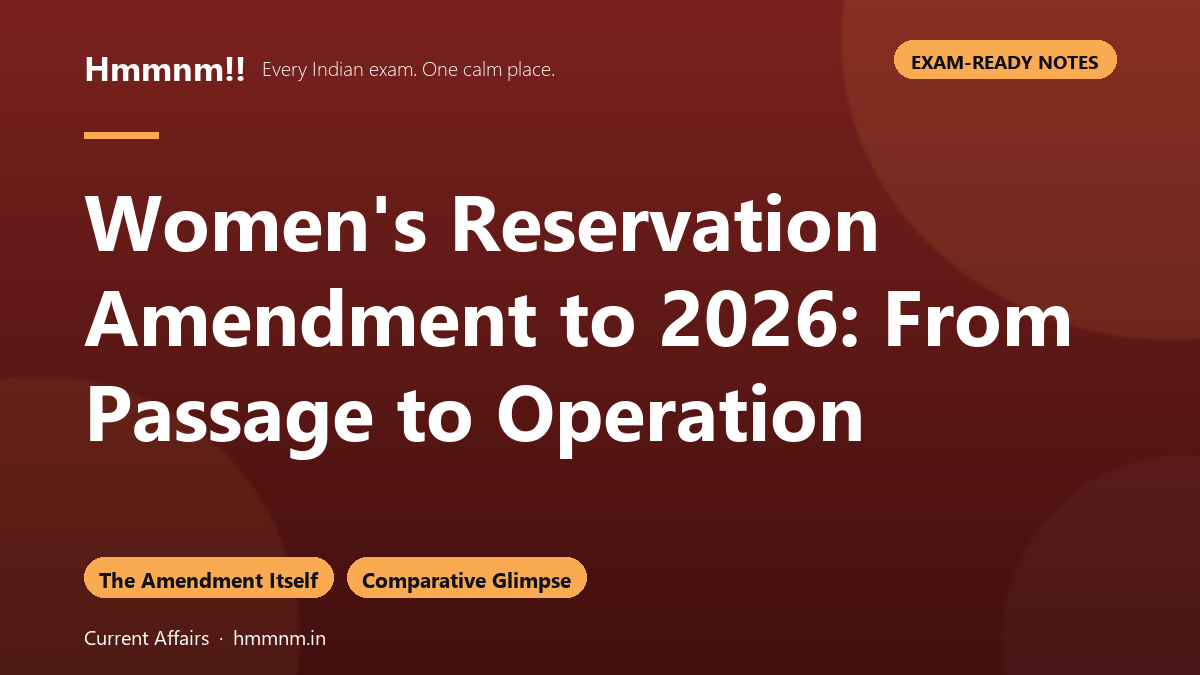 Women's Reservation Amendment to 2026: From Passage to Operation, Exam-Ready Notes