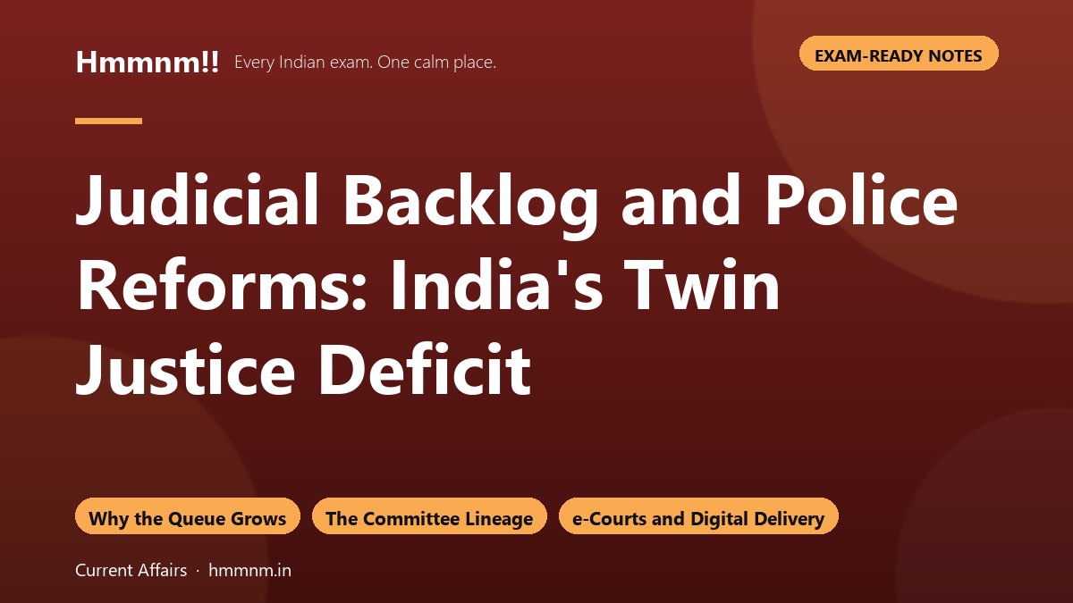 Judicial Backlog and Police Reforms: India's Twin Justice Deficit, Exam-Ready Notes