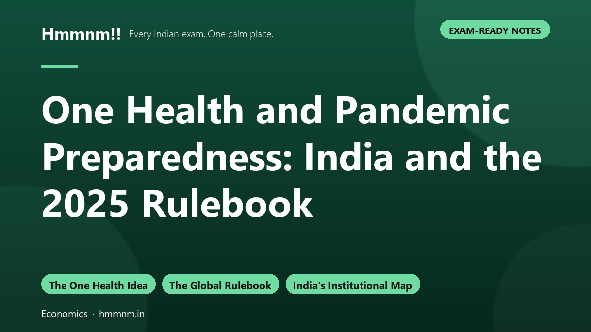One Health and Pandemic Preparedness: India and the 2025 Rulebook, Exam-Ready Notes