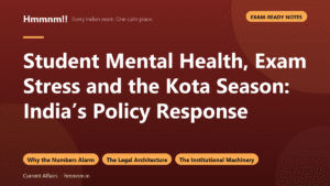 Student Mental Health, Exam Stress and the Kota Season: India’s Policy Response, Exam-Ready Notes