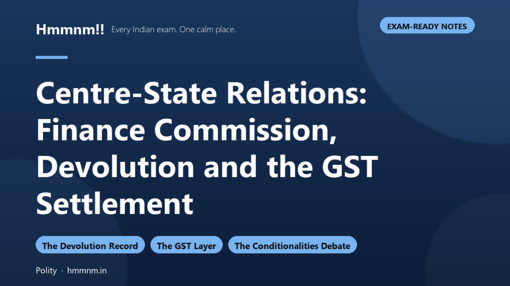 Centre-State Relations: Finance Commission and GST