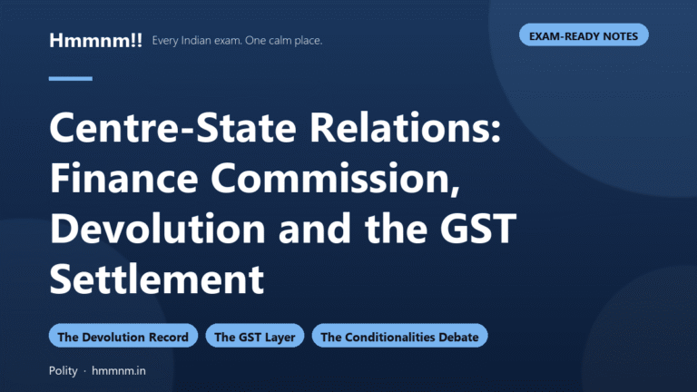 Centre-State Relations: Finance Commission and GST