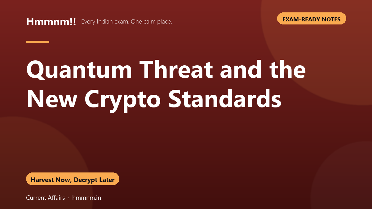Quantum Threat and the New Crypto Standards, Exam-Ready Notes