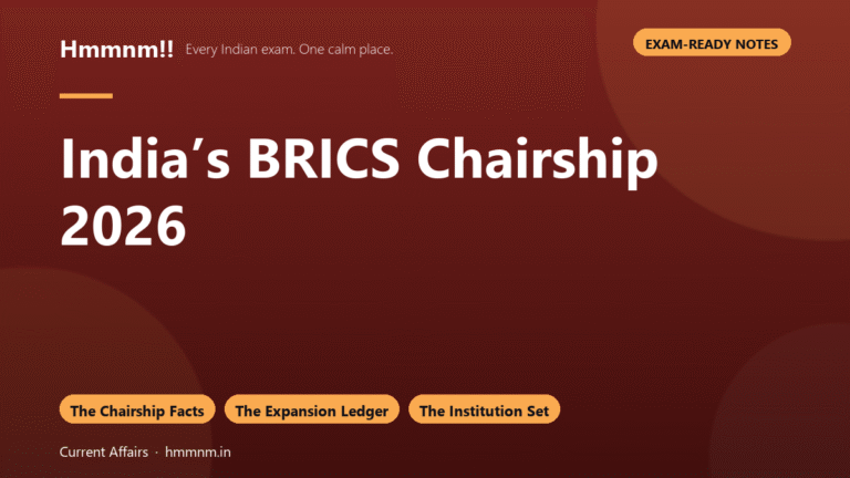 India’s BRICS Chairship 2026, Exam-Ready Notes