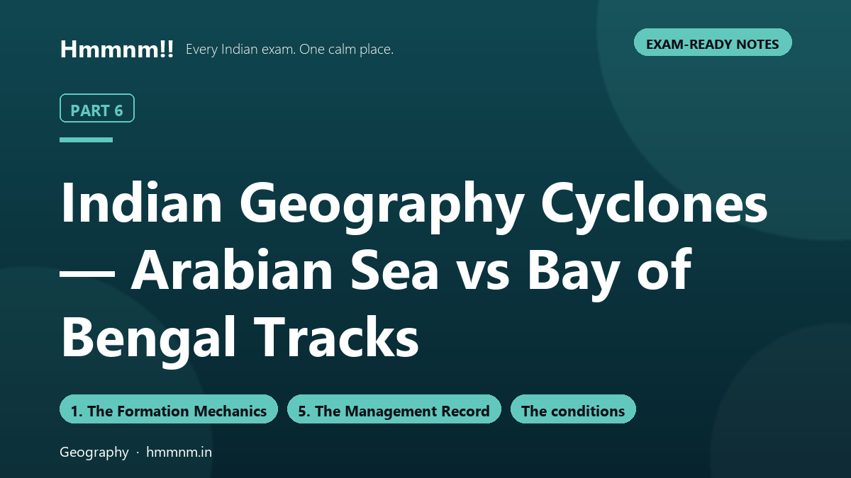 Indian Geography Part 6: Cyclones — Arabian Sea vs Bay of Bengal Tracks, Exam-Ready Notes