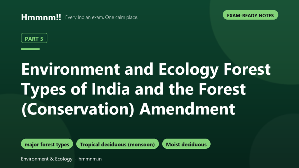 Environment Part 5: Forest Types and the FCA Amendment