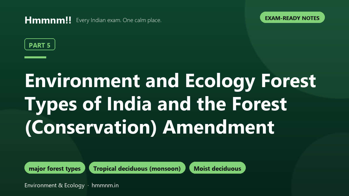 Environment and Ecology Part 5: Forest Types of India and the Forest (Conservation) Amendment, Exam-Ready Notes