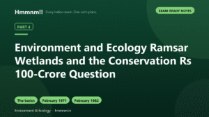 Environment and Ecology Part 4: Ramsar Wetlands and the Conservation Rs 100-Crore Question, Exam-Ready Notes