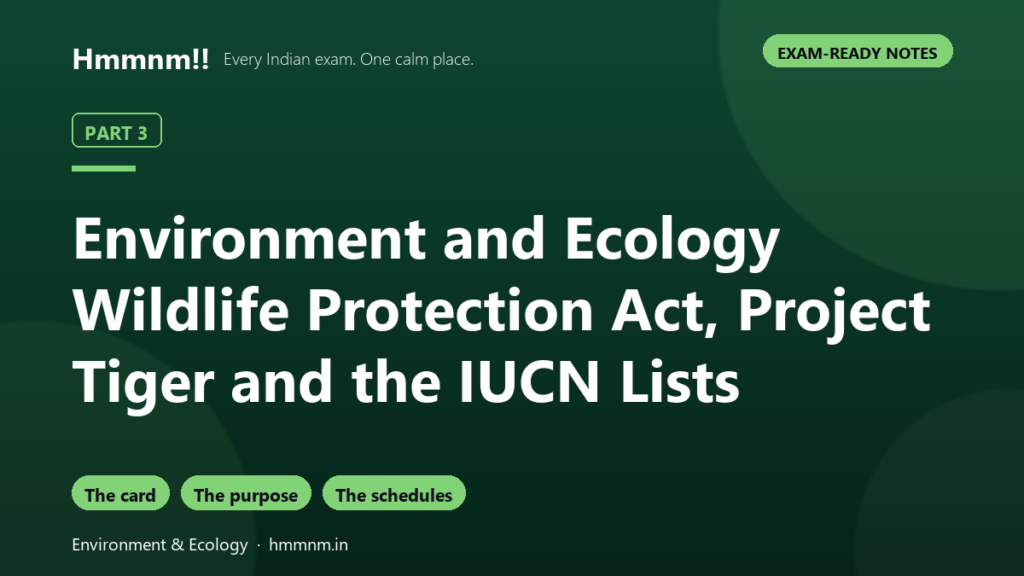 Environment Part 3: WPA, Project Tiger, IUCN Lists
