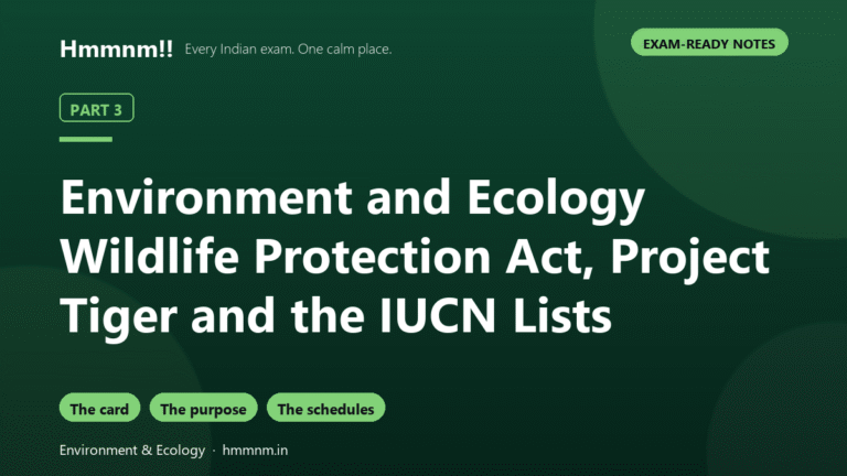 Environment Part 3: WPA, Project Tiger, IUCN Lists