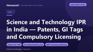 Science and Technology Part 7: IPR in India — Patents, GI Tags and Compulsory Licensing, Exam-Ready Notes