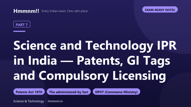Science and Tech Part 7: Patents, GI, Compulsory Licences