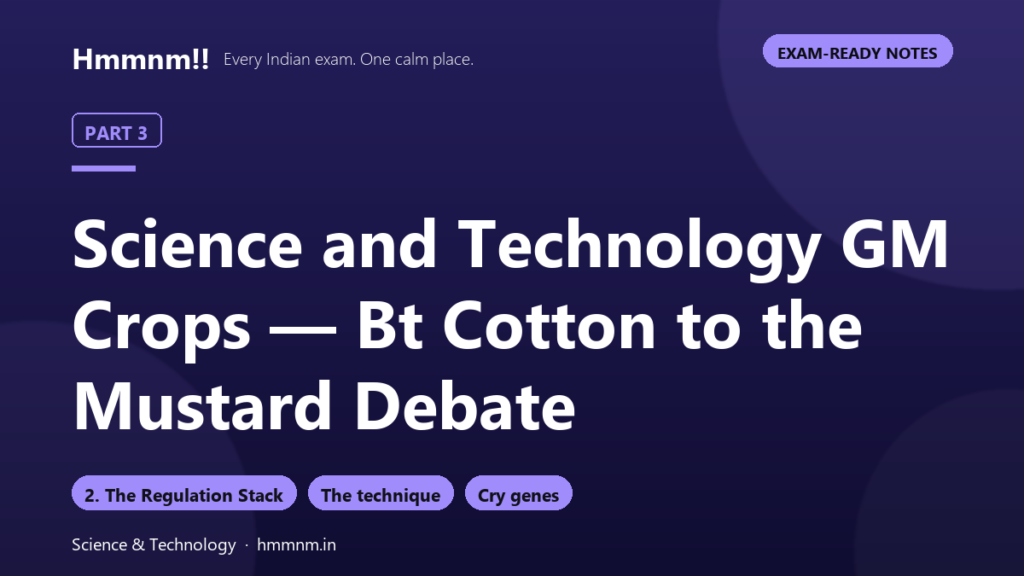 Science and Tech Part 3: GM Crops — Bt to Mustard