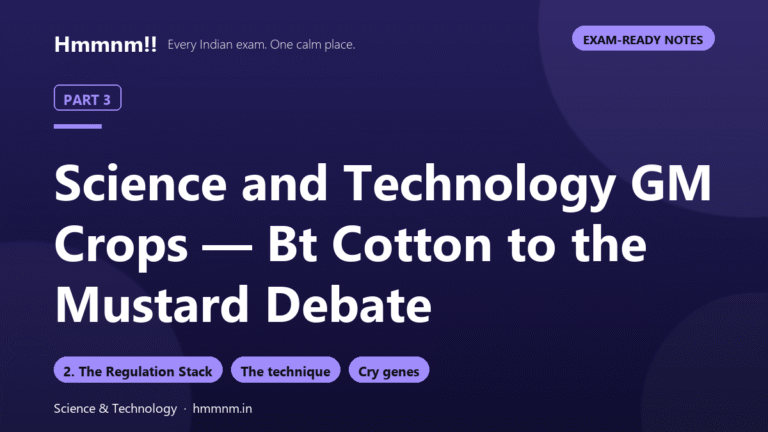 Science and Tech Part 3: GM Crops — Bt to Mustard