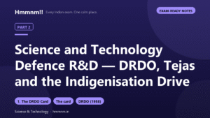 Science and Technology Part 2: Defence R&D — DRDO, Tejas and the Indigenisation Drive, Exam-Ready Notes