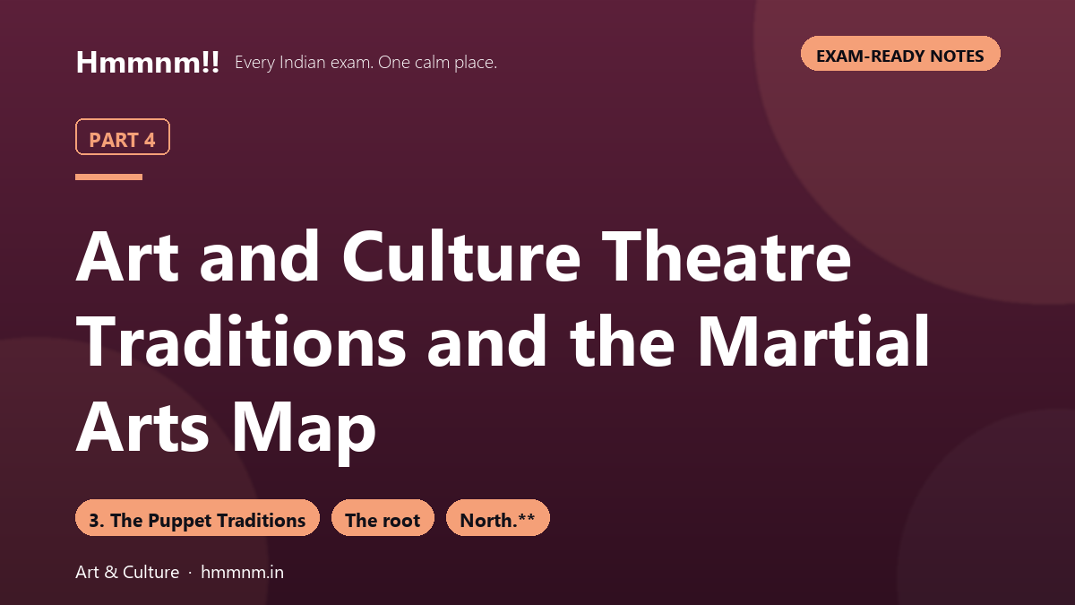 Art and Culture Part 4: Theatre Traditions and the Martial Arts Map, Exam-Ready Notes