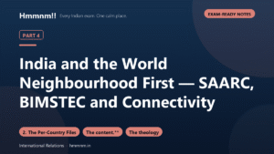 India and the World Part 4: Neighbourhood First — SAARC, BIMSTEC and Connectivity, Exam-Ready Notes