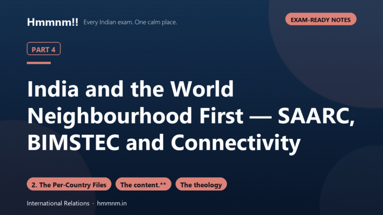 India and the World 4: SAARC, BIMSTEC, Connectivity