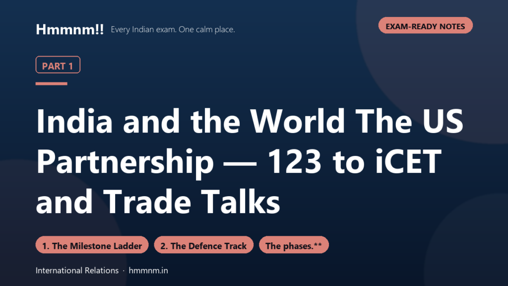 India and the World 1: The US Partnership