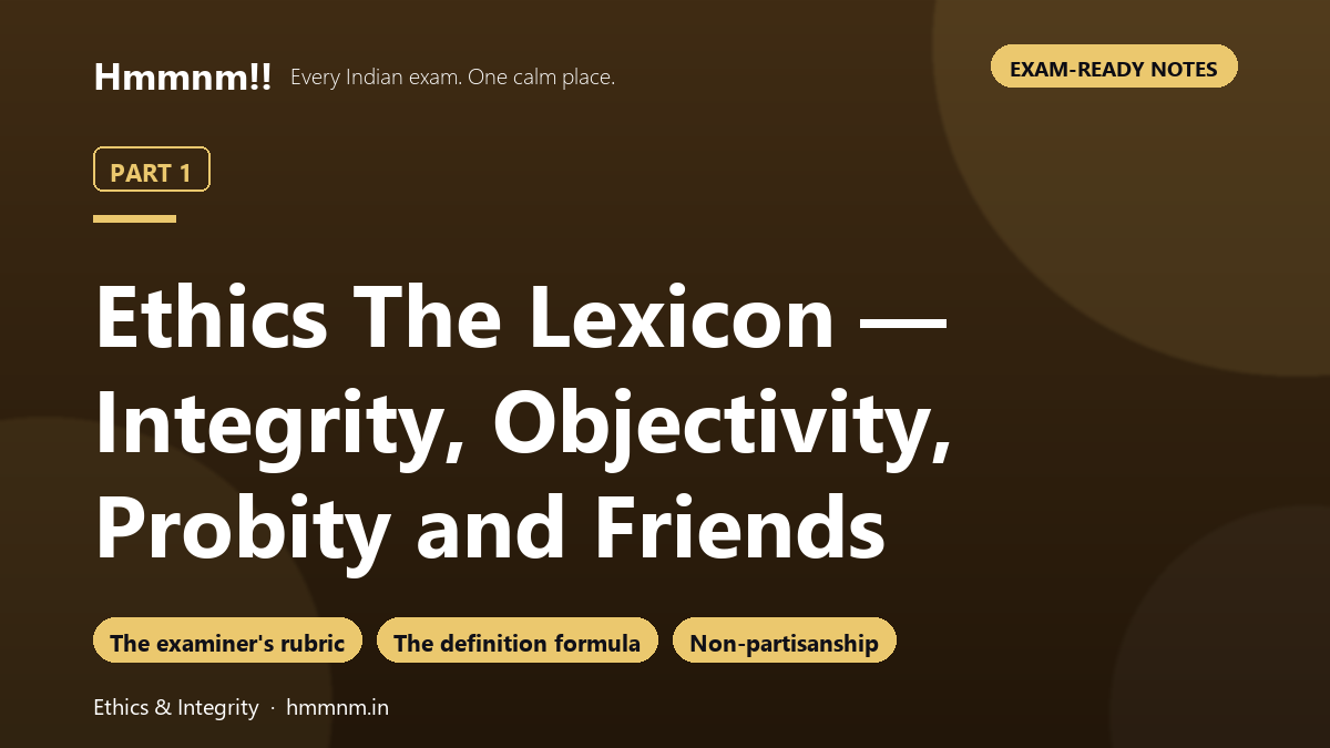 Ethics Part 1: The Lexicon — Integrity, Objectivity, Probity and Friends, Exam-Ready Notes