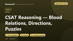 CSAT Part 6: Reasoning — Blood Relations, Directions, Puzzles, Exam-Ready Notes