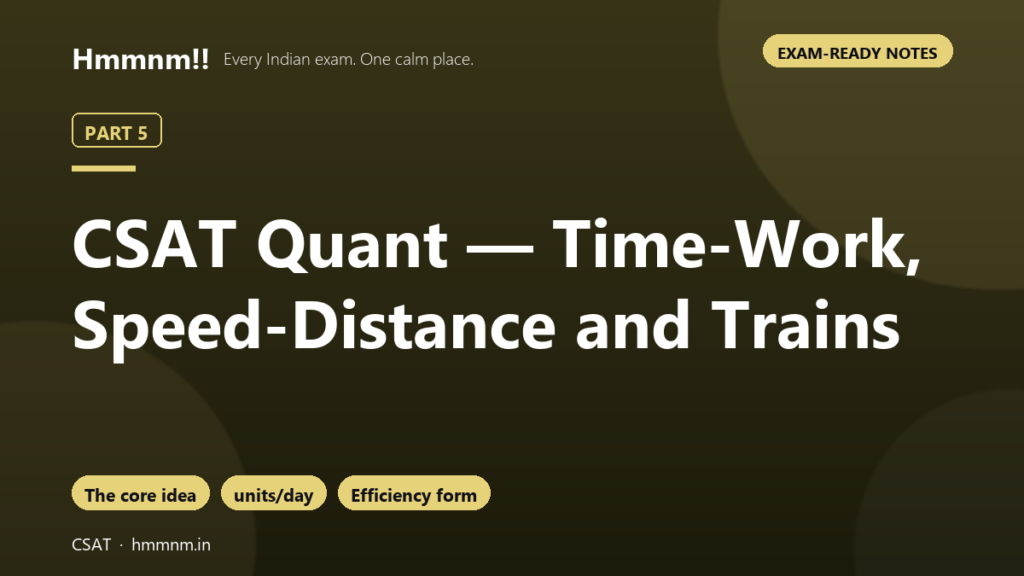 CSAT Part 5: Time-Work, Speed-Distance and Trains