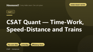 CSAT Part 5: Quant — Time-Work, Speed-Distance and Trains, Exam-Ready Notes