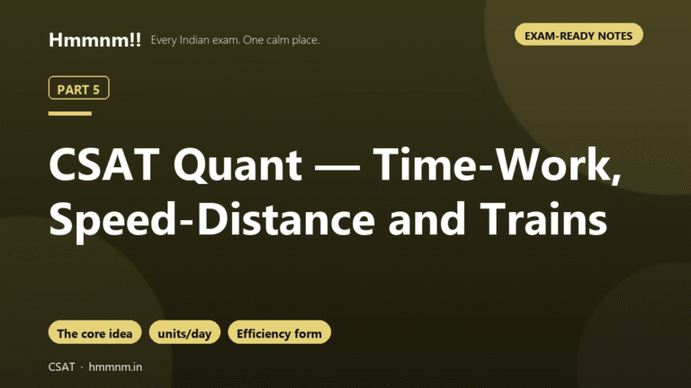 CSAT Part 5: Time-Work, Speed-Distance and Trains