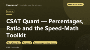 CSAT Part 3: Quant — Percentages, Ratio and the Speed-Math Toolkit, Exam-Ready Notes
