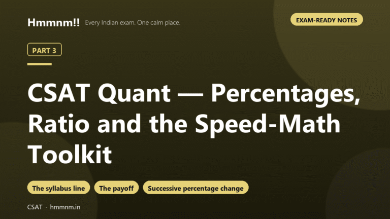 CSAT Part 3: Percentages, Ratio and Speed Math