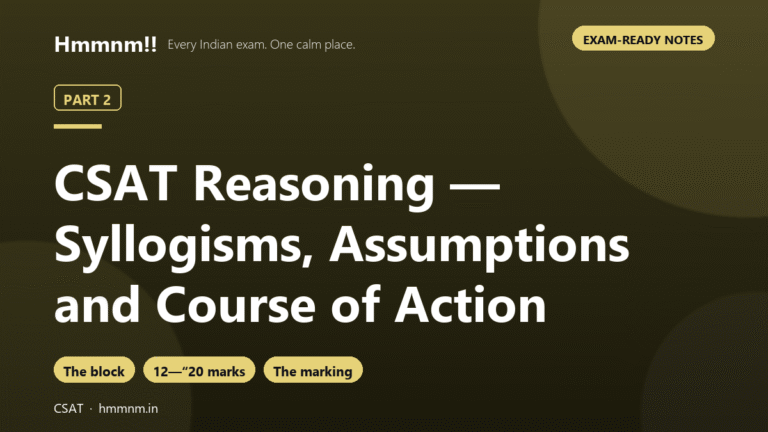 CSAT Part 2: Syllogisms, Assumptions, Course of Action