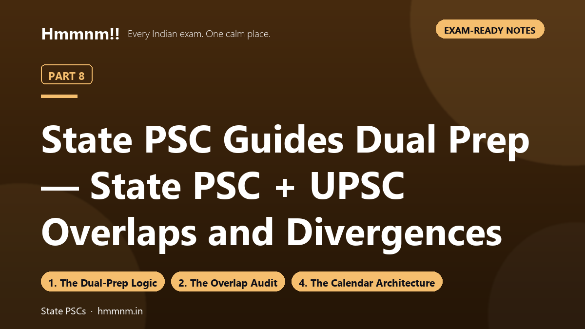 State PSC Guides Part 8: Dual Prep — State PSC + UPSC Overlaps and Divergences, Exam-Ready Notes