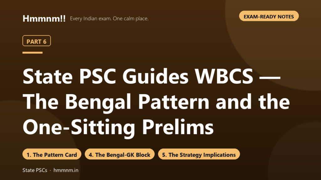 State PSC Part 6: WBCS — The One-Sitting Prelims