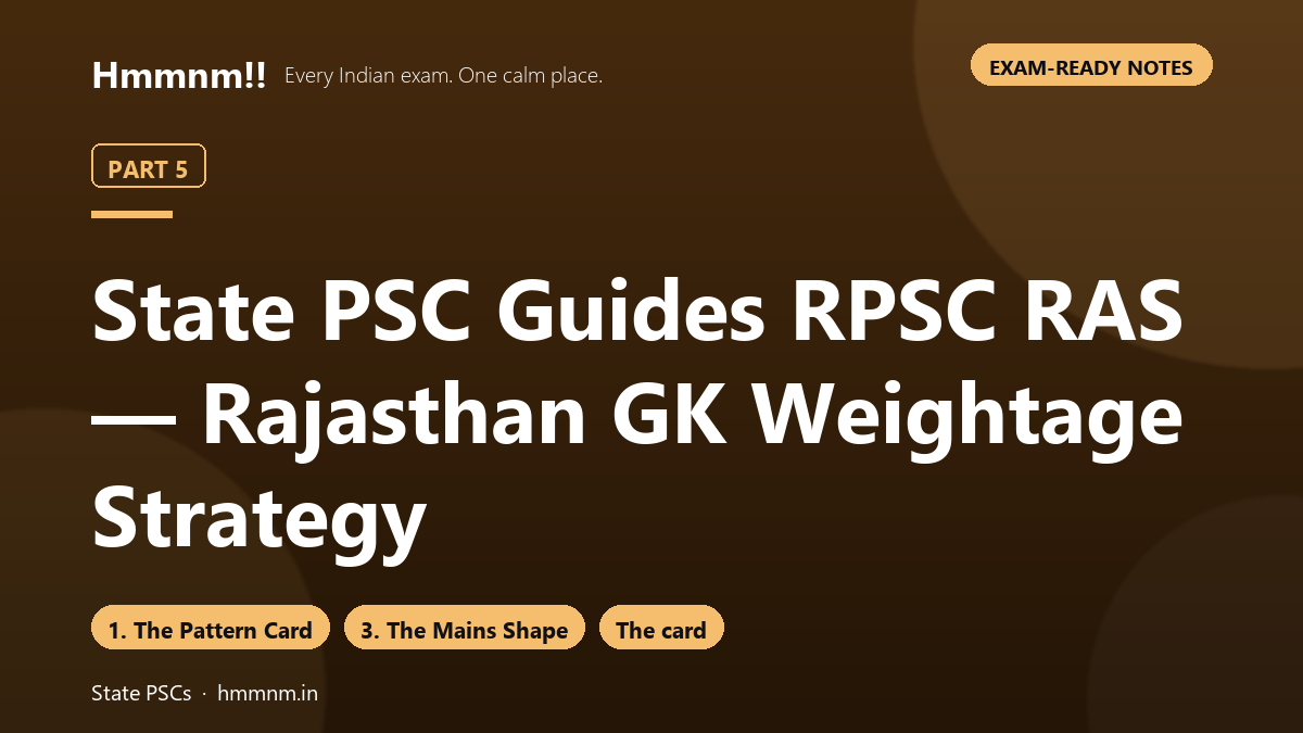 State PSC Guides Part 5: RPSC RAS — Rajasthan GK Weightage Strategy, Exam-Ready Notes