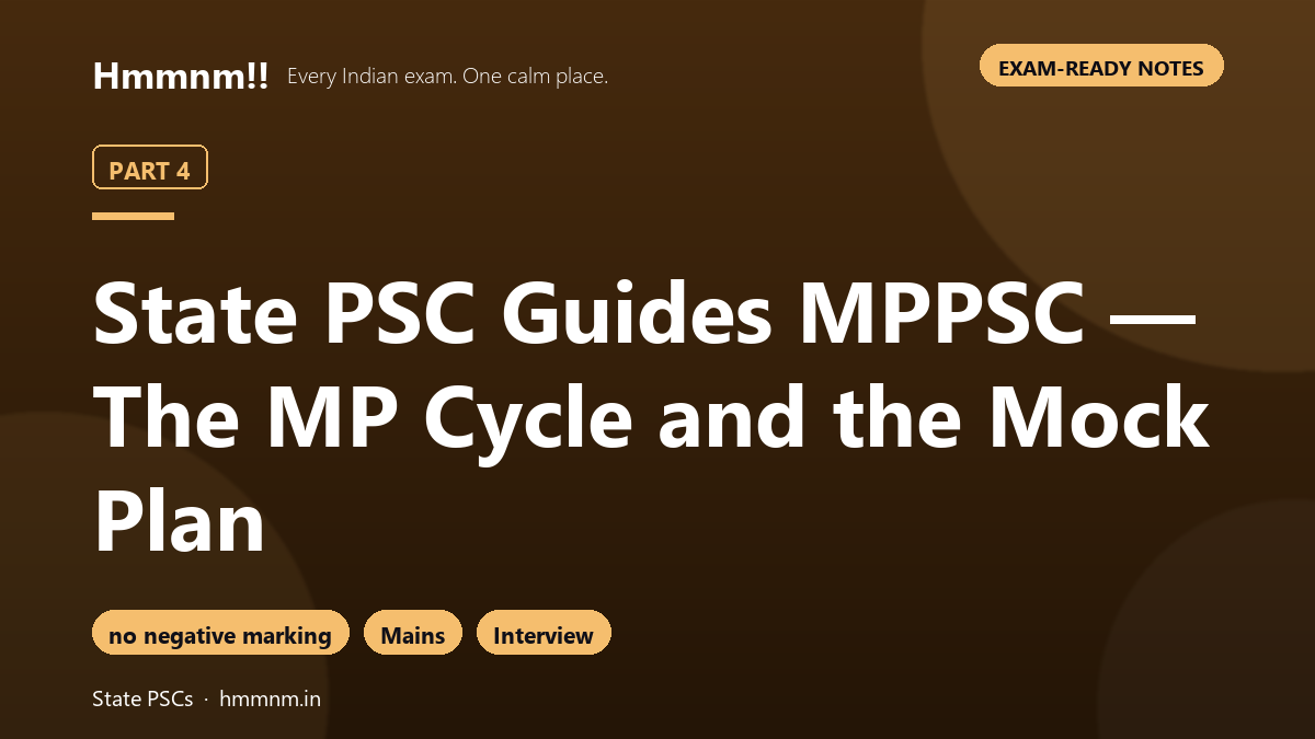 State PSC Guides Part 4: MPPSC — The MP Cycle and the Mock Plan, Exam-Ready Notes
