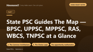 State PSC Guides Part 1: The Map — BPSC, UPPSC, MPPSC, RAS, WBCS, TNPSC at a Glance, Exam-Ready Notes