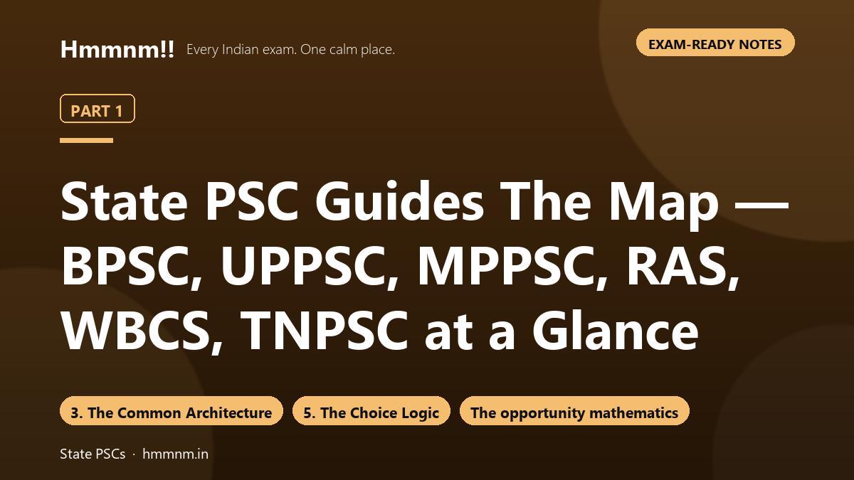 State PSC Guides Part 1: The Map — BPSC, UPPSC, MPPSC, RAS, WBCS, TNPSC at a Glance, Exam-Ready Notes
