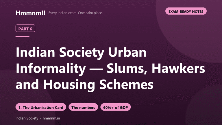 Indian Society Part 6: Slums, Hawkers, Housing