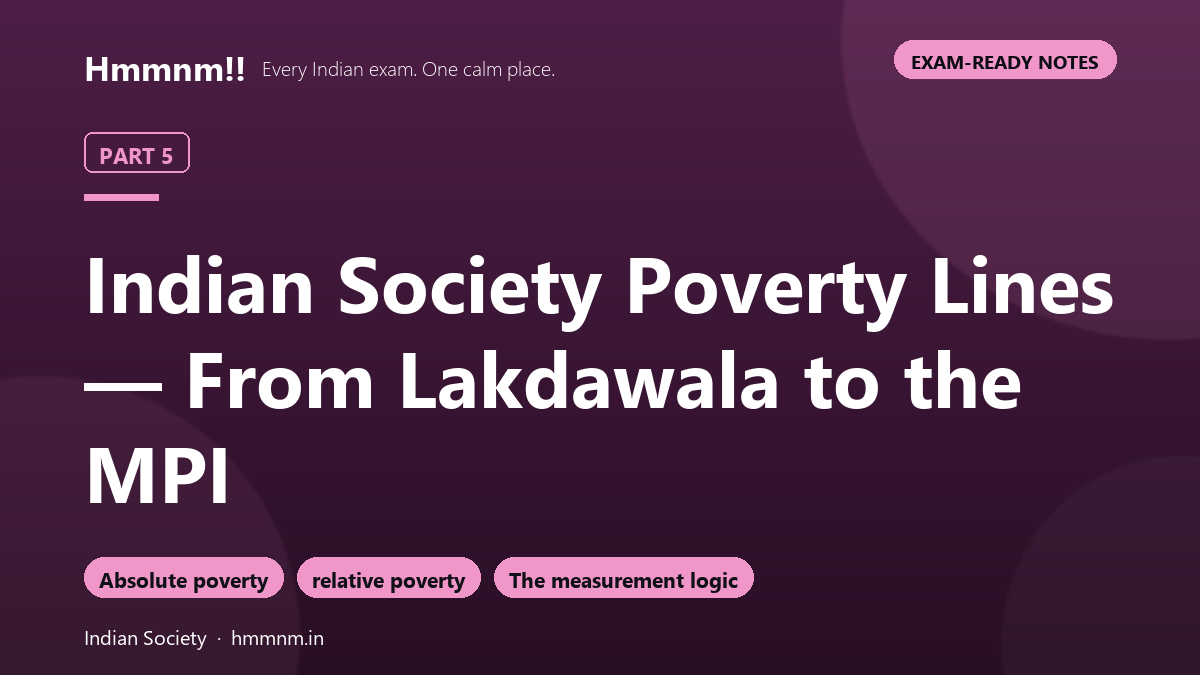 Indian Society Part 5: Poverty Lines — From Lakdawala to the MPI, Exam-Ready Notes