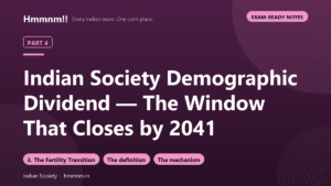 Indian Society Part 4: Demographic Dividend — The Window That Closes by 2041, Exam-Ready Notes