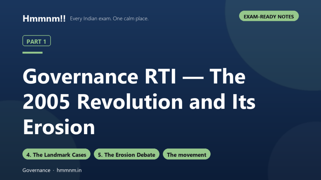 Governance Part 1: RTI — The 2005 Revolution