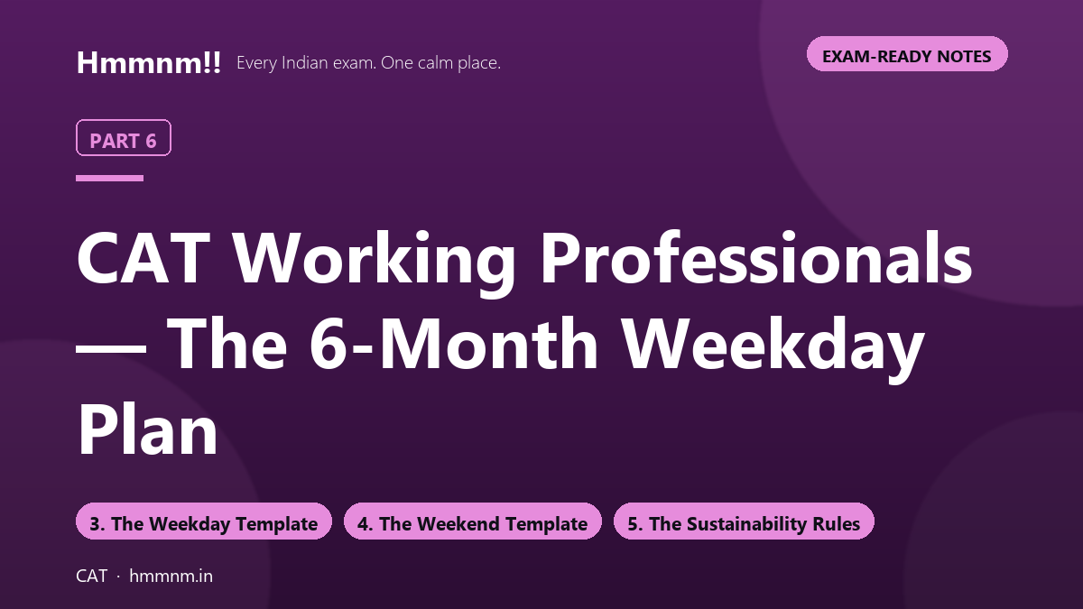 CAT Part 6: Working Professionals — The 6-Month Weekday Plan, Exam-Ready Notes