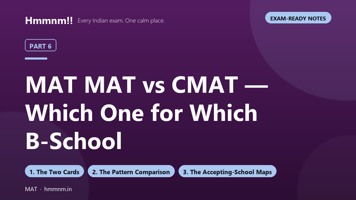 MAT Part 6: MAT vs CMAT — Which One for Which B-School, Exam-Ready Notes