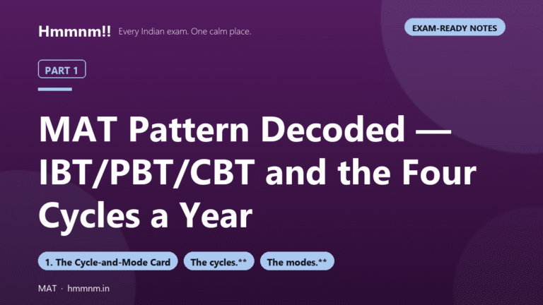 MAT Part 1: IBT/PBT/CBT and the Four Yearly Cycles