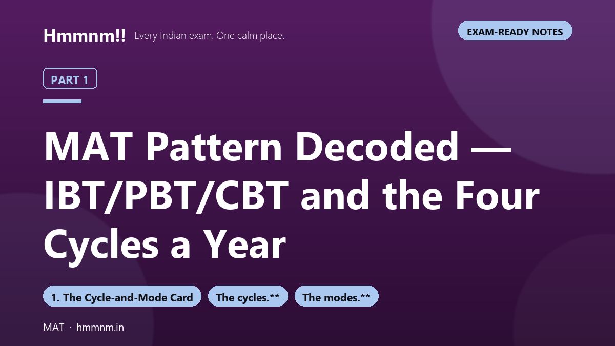 MAT Part 1: Pattern Decoded — IBT/PBT/CBT and the Four Cycles a Year, Exam-Ready Notes